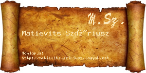 Matievits Szíriusz névjegykártya